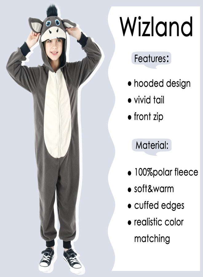 Wizland Donkey Costume for Kid Animal Costume,Farm Animal Onesie For Hellowen With A Removable Tail 4-6 - Image 5